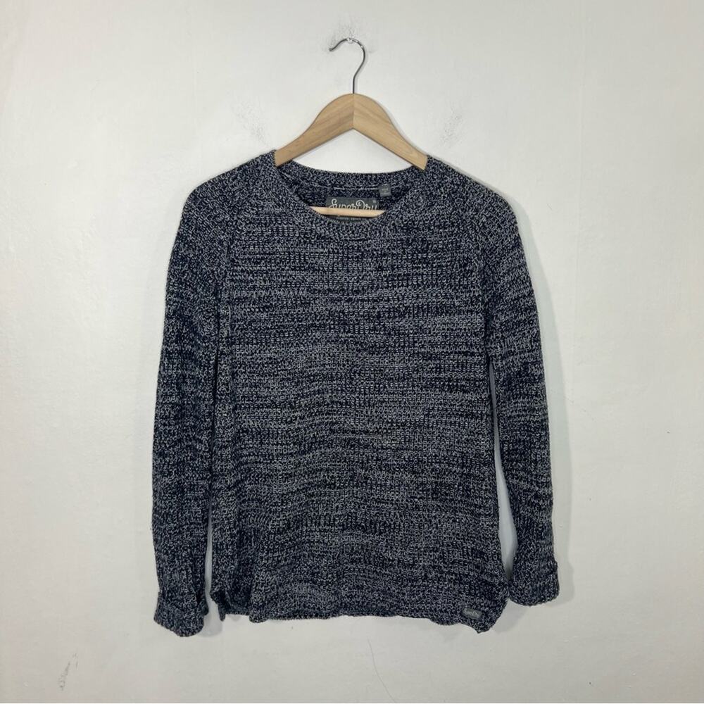 Superdry Fesitval Goods CO. Blue Marled Crewneck Sweater Size XS